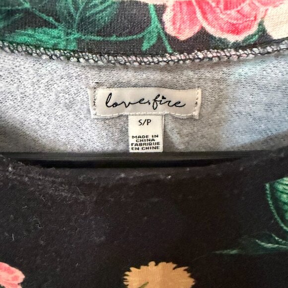 Black Floral Long Sleeve Tunic Dress – Soft Stretchy Casual Top - Picture 6 of 7